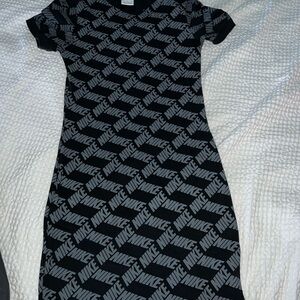 Nike Women's Black and Gray Patterned Mini Dress